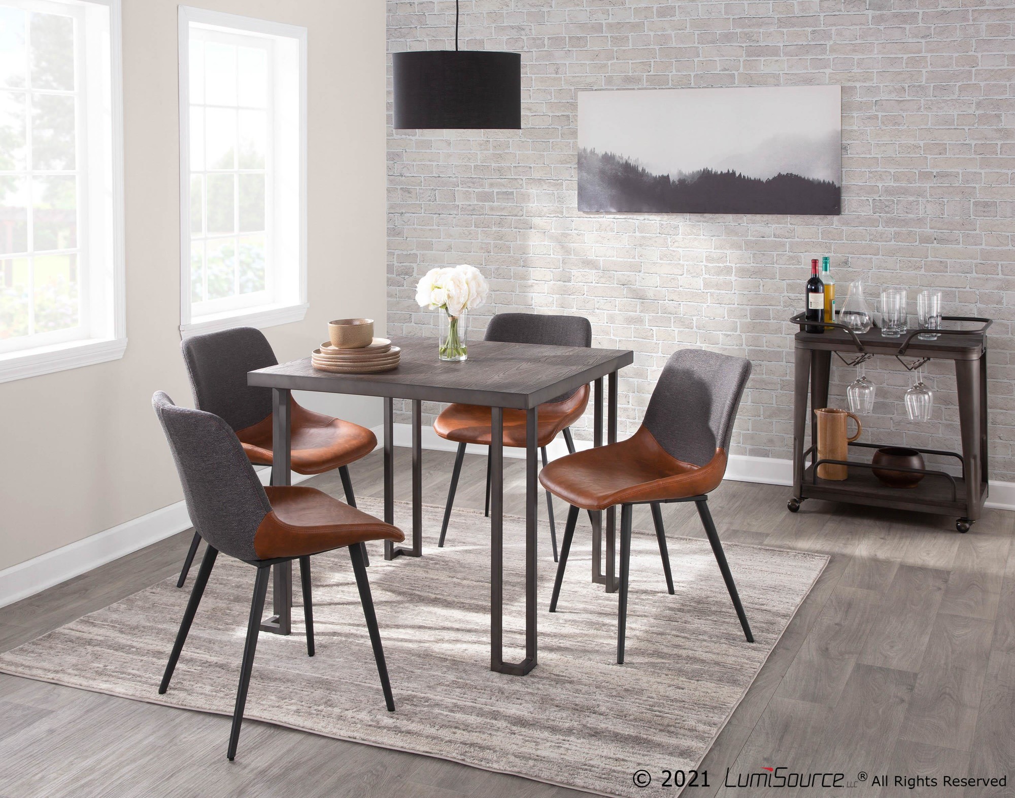 Roman Industrial Metal and Espresso Bamboo Dinette Table 2 Roman Industrial Metal and Espresso Bamboo Dinette Table - Image 2