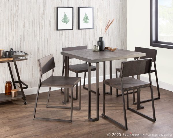Roman Industrial Metal and Espresso Bamboo Dinette Table