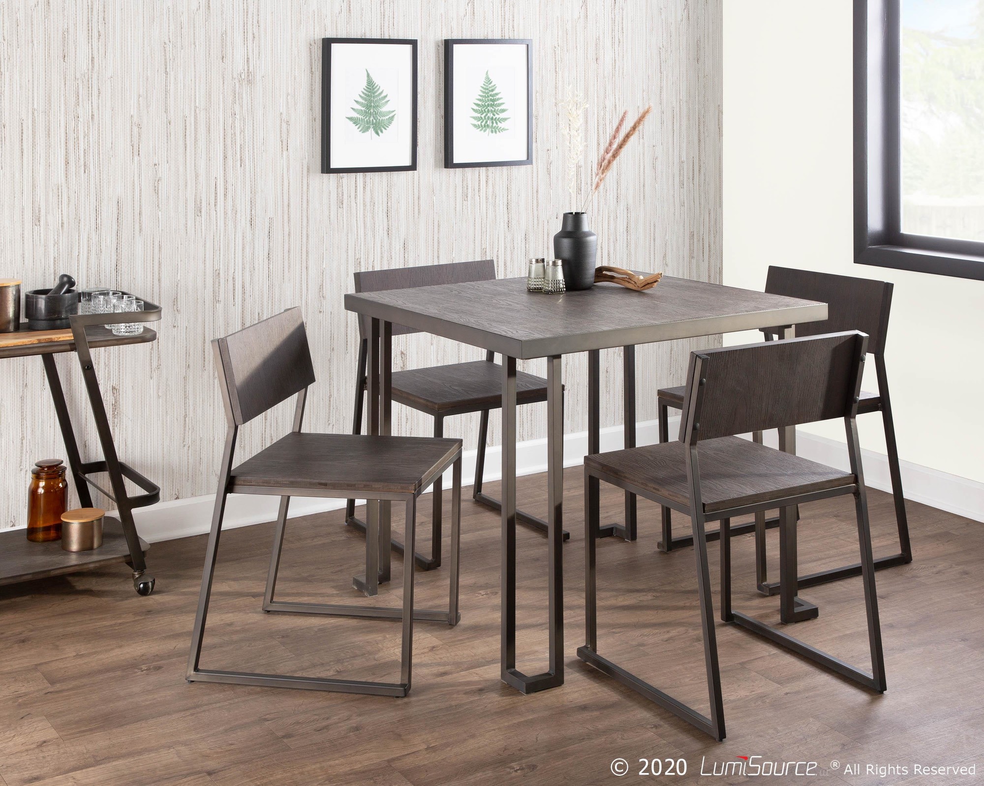 Roman Industrial Metal and Espresso Bamboo Dinette Table 1 Roman Industrial Metal and Espresso Bamboo Dinette Table