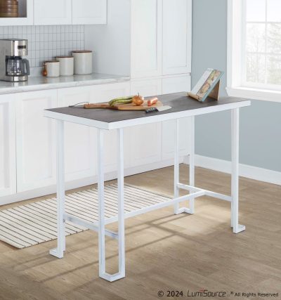 Roman Industrial Vintage White Metal and Espresso Counter Table