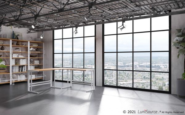 Roman Industrial White Metal and Bamboo L Shaped Desk 3