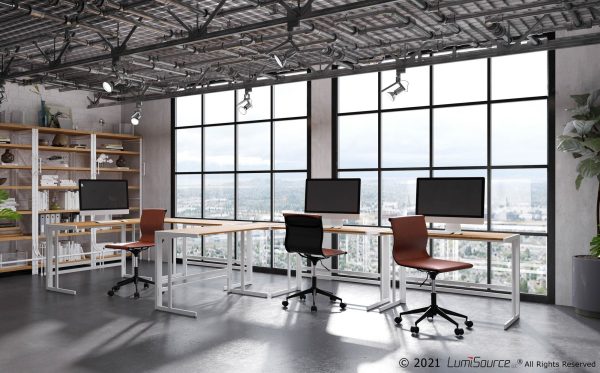 Roman Industrial White Metal and Bamboo L Shaped Desk 4