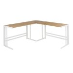 Roman Industrial White Metal and Bamboo L-Shaped Desk 16 Roman Industrial White Metal and Bamboo L-Shaped Desk