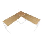 Roman Industrial White Metal and Bamboo L-Shaped Desk 19 Roman Industrial White Metal and Bamboo L-Shaped Desk