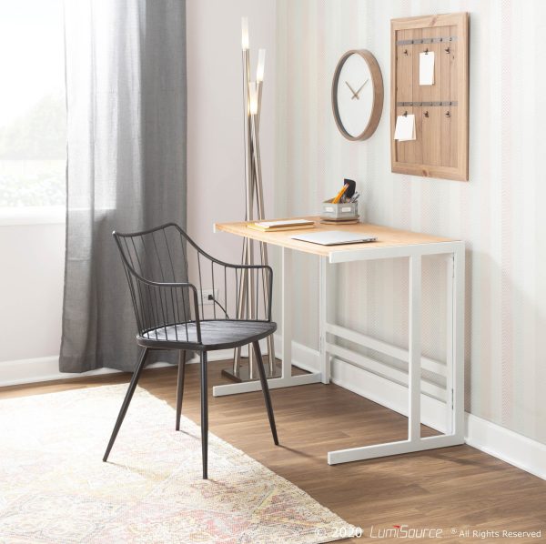 Roman Industrial White Metal and Bamboo Office Desk 1