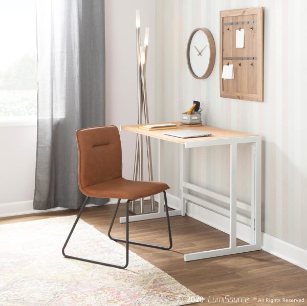 Roman Industrial White Metal and Bamboo Office Desk 2