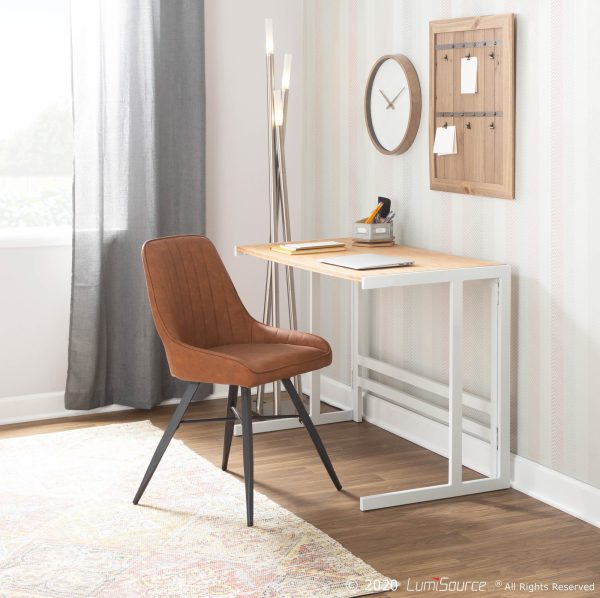 Roman Industrial White Metal and Bamboo Office Desk 3