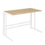 Roman Industrial White Metal and Bamboo Office Desk 17 Roman Industrial White Metal and Bamboo Office Desk