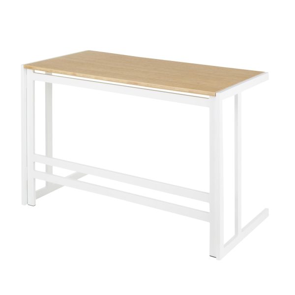 Roman Industrial White Metal and Bamboo Office Desk 6