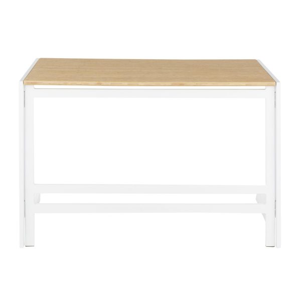 Roman Industrial White Metal and Bamboo Office Desk 7