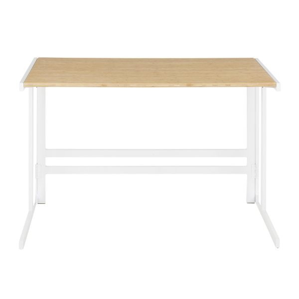 Roman Industrial White Metal and Bamboo Office Desk 8