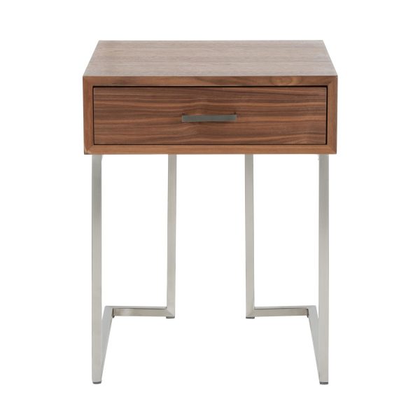 Roman Walnut Wood Contemporary End Table 4