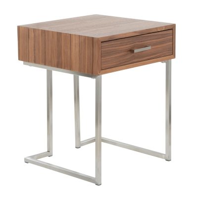 Roman Walnut Wood Contemporary End Table