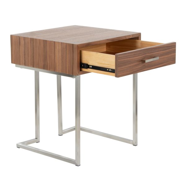 Roman Walnut Wood Contemporary End Table 6
