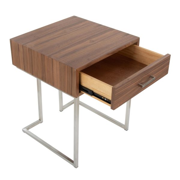 Roman Walnut Wood Contemporary End Table 7