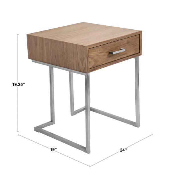 Roman Walnut Wood Contemporary End Table 8