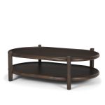 Romi Dark Brown Wood w/ Bottom Shelf Oval Coffee Table