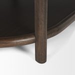 Romi Dark Brown Wood w/ Bottom Shelf Oval Coffee Table