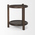 Romi Dark Brown Wood w/ Bottom Shelf Round Accent Table
