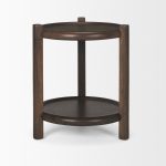 Romi Dark Brown Wood w/ Bottom Shelf Round Accent Table