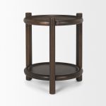 Romi Dark Brown Wood w/ Bottom Shelf Round Accent Table