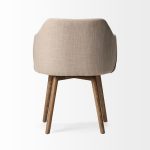 Ronald II Cream Fabric Wrap Brown Wooden Base Dining Chair