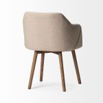 Ronald II Cream Fabric Wrap Brown Wooden Base Dining Chair