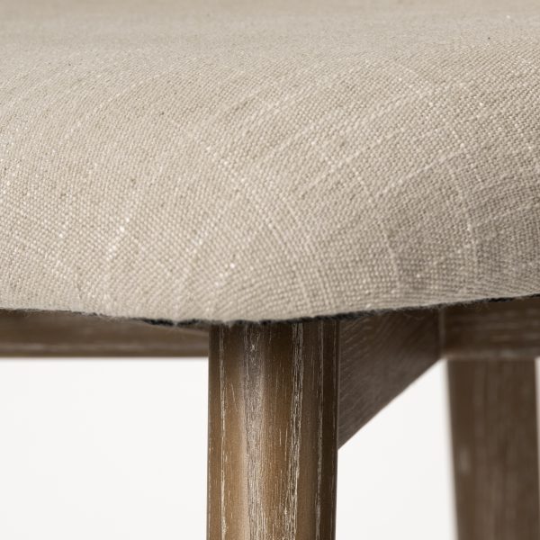 Ronald II Cream Fabric Wrap Brown Wooden Base Dining Chair 6