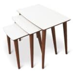 Cream Wood Nesting End Tables Mid-Century Modern (Set of 3) 5 Cream Wood Nesting End Tables Mid-Century Modern (Set of 3)