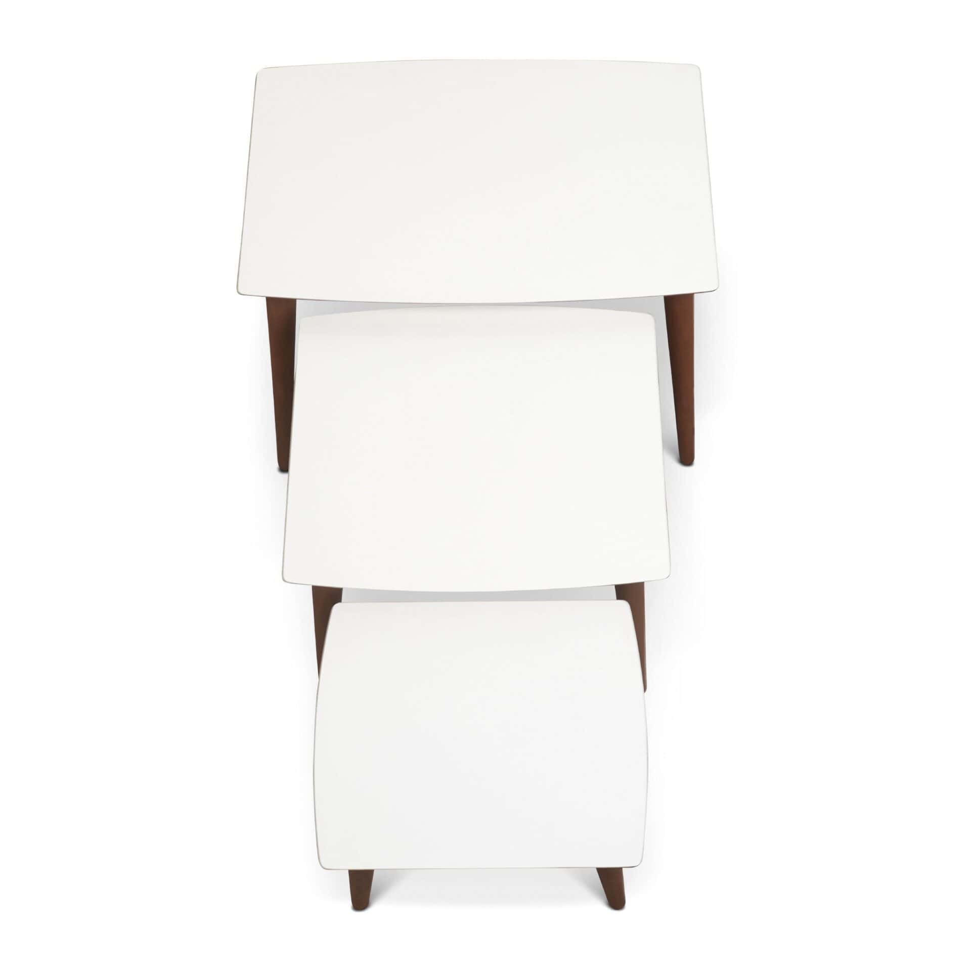 Cream Wood Nesting End Tables Mid-Century Modern (Set of 3) 3 Cream Wood Nesting End Tables Mid-Century Modern (Set of 3) - Image 3