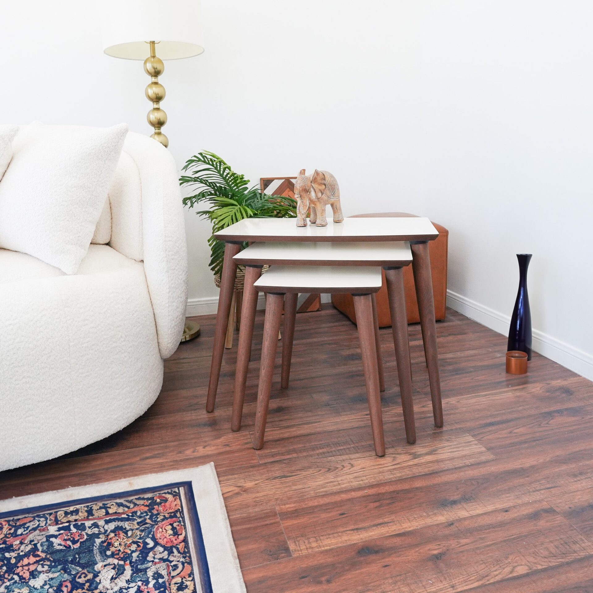 Cream Wood Nesting End Tables Mid-Century Modern (Set of 3) 4 Cream Wood Nesting End Tables Mid-Century Modern (Set of 3) - Image 4