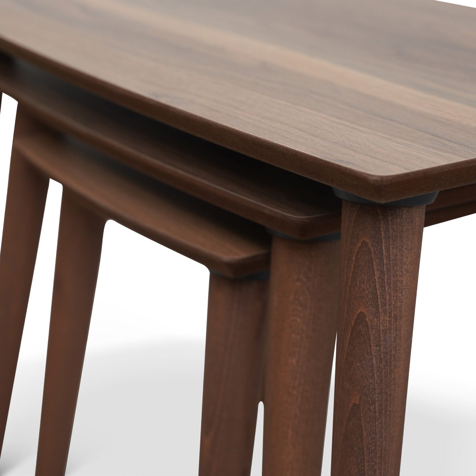 Brown Wood Mid-Century Modern Nesting Side Tables (Set of 3) 3 Brown Wood Mid-Century Modern Nesting Side Tables (Set of 3) - Image 3