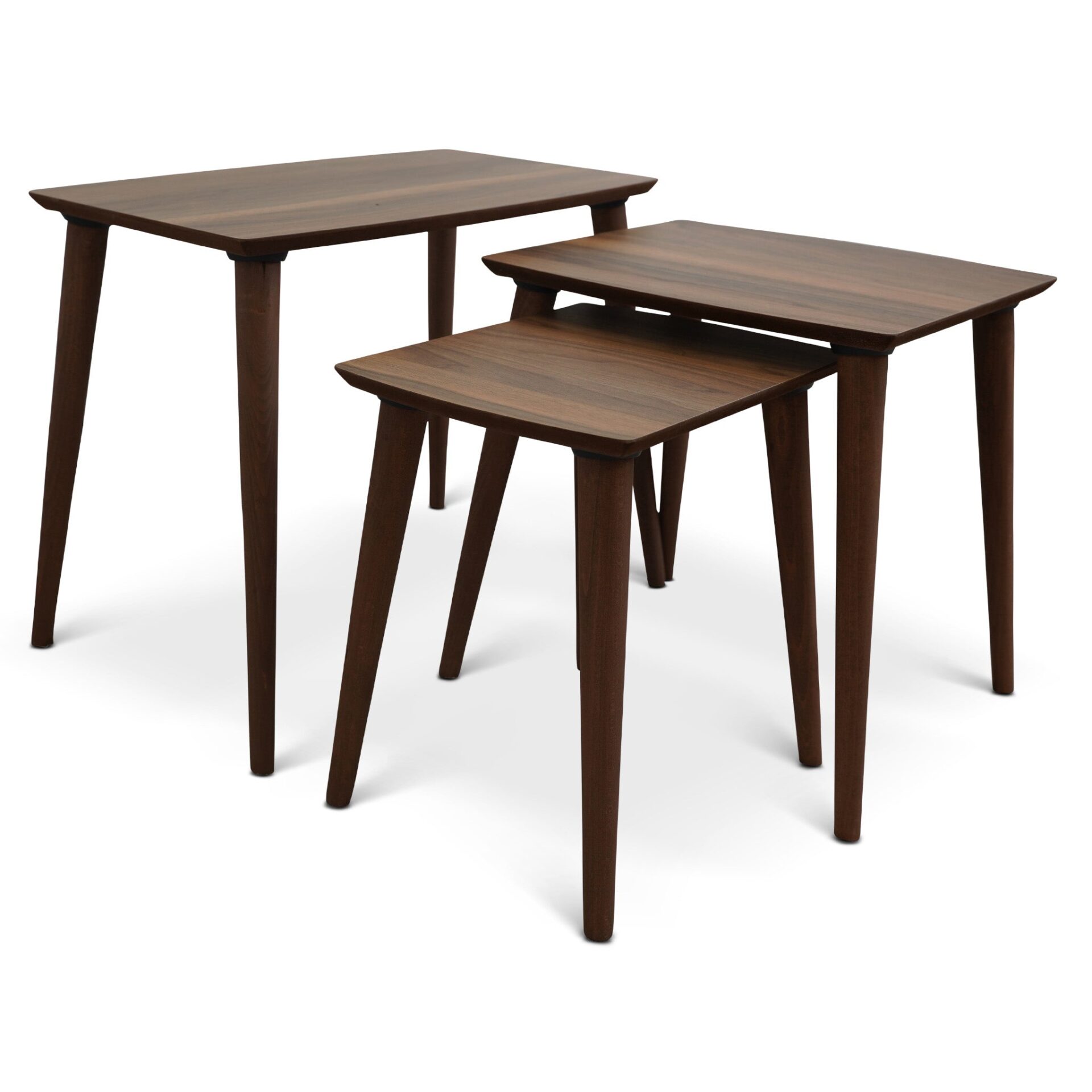 Brown Wood Mid-Century Modern Nesting Side Tables (Set of 3) 1 Brown Wood Mid-Century Modern Nesting Side Tables (Set of 3)