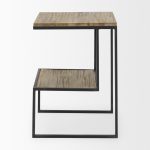 Ronin 22"H Square 2-Tier Wood w/ Black Metal Accent Table