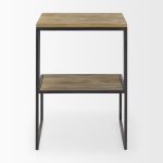 Ronin 22"H Square 2-Tier Wood w/ Black Metal Accent Table