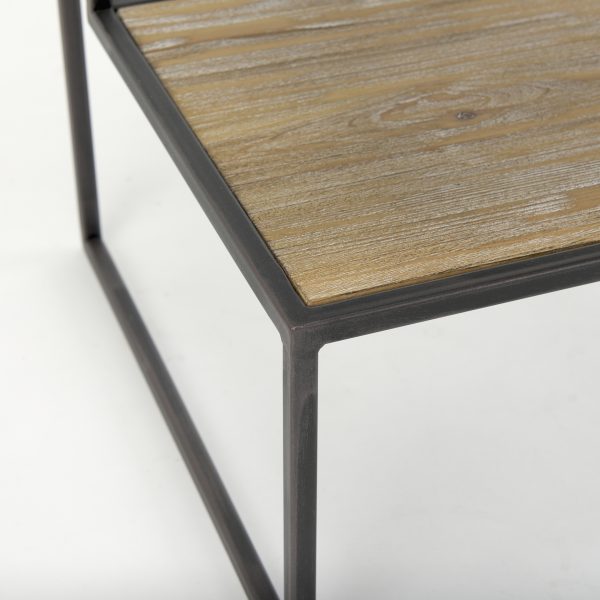 Ronin 22H Square 2 Tier Wood w Black Metal Accent Table 6