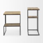 Ronin 25"H Rectangle 2-Tier Wood w/ Black Metal Accent Table