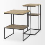 Ronin 25"H Rectangle 2-Tier Wood w/ Black Metal Accent Table