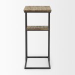 Ronin 25"H Rectangle 2-Tier Wood w/ Black Metal Accent Table