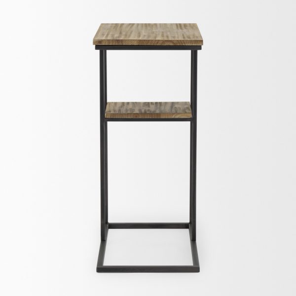 Ronin 25H Rectangle 2 Tier Wood w Black Metal Accent Table 2