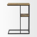 Ronin 25"H Rectangle 2-Tier Wood w/ Black Metal Accent Table