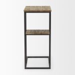 Ronin 25"H Rectangle 2-Tier Wood w/ Black Metal Accent Table