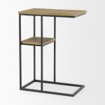 Ronin 25"H Rectangle 2-Tier Wood w/ Black Metal Accent Table