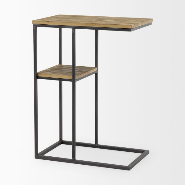 Ronin 25H Rectangle 2 Tier Wood w Black Metal Accent Table 5