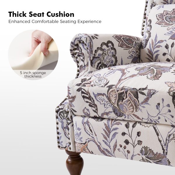 Rosalie Green Wingback Nailhead Trim Roll Arm Manual Recliner 4