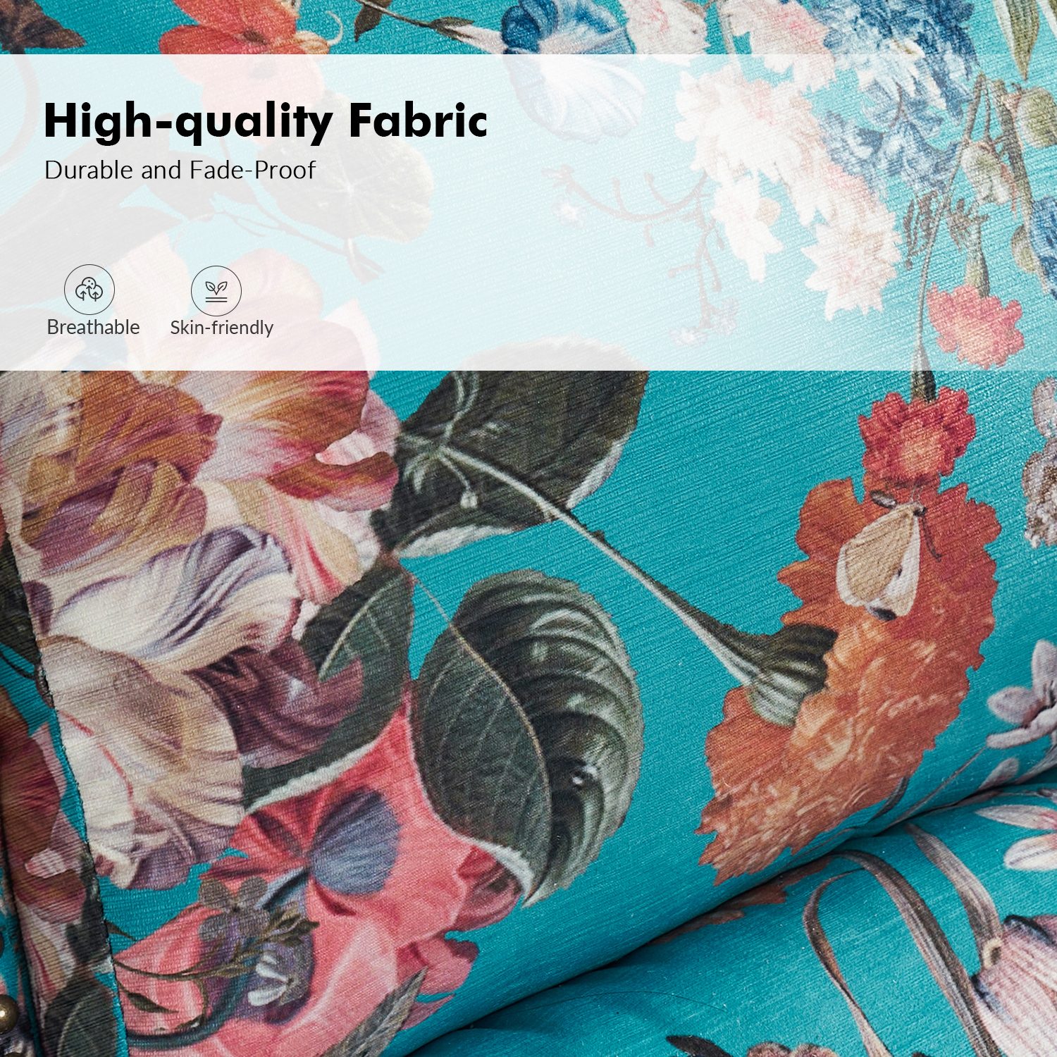 Rosalie Peacock Wingback Manual Recliner Nailhead Trim Accent Chair 4 Rosalie Peacock Wingback Manual Recliner Nailhead Trim Accent Chair - Image 4