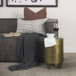 Rosh Textured Gold Metal w/ Acid Wash Accent Table
