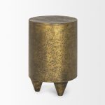 Rosh Textured Gold Metal w/ Acid Wash Accent Table