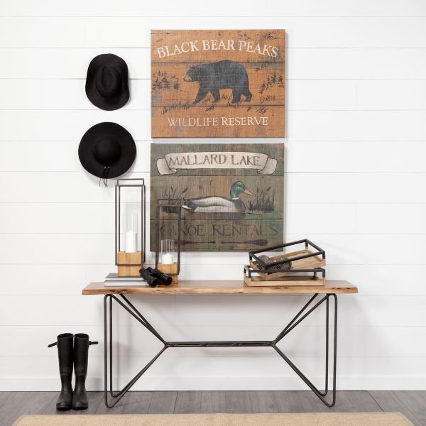 Ross Set of 2 Natural Wood W Black Metal Nesting Trays 2