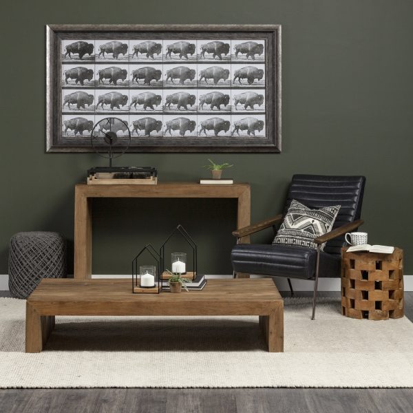 Ross Set of 2 Natural Wood W Black Metal Nesting Trays 3